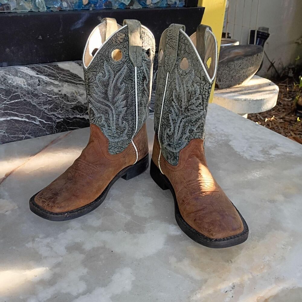 Old West Brown and Grey Boy's Western Boots